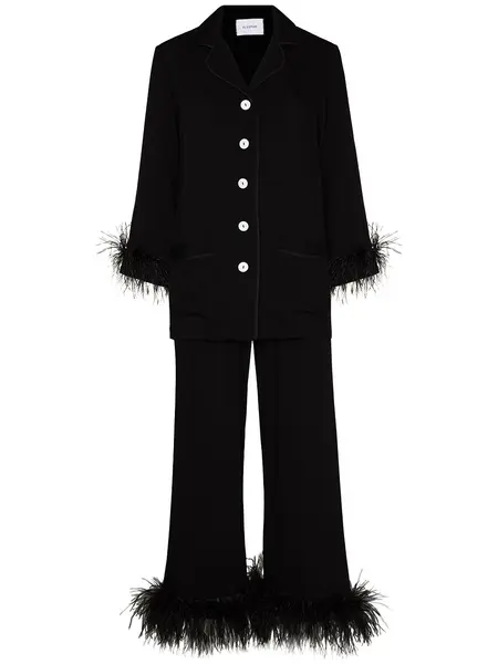 feather detail pajama set