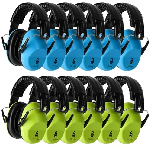 Floriogra 12 Paquets Casque Anti Bruit Enfant, Protections Auditives Pour Enfants Confortable, avec Une Atténuation de SNR 28dB, Garcon et Fille Âge 3-16 Years,Casque Anti-Bruit pour Milieu Bruyant