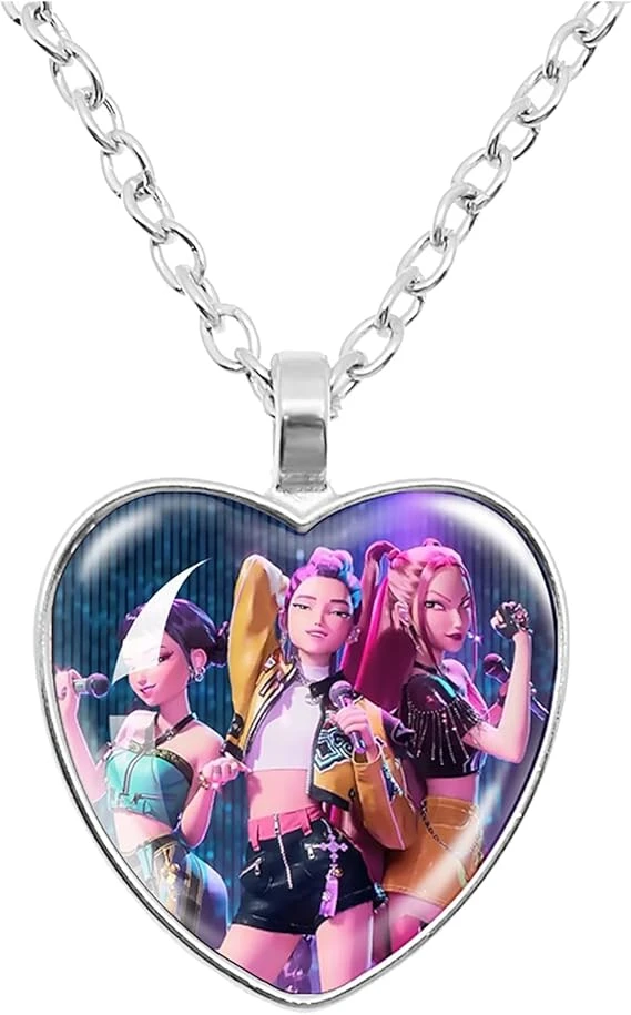 Demon collier en forme de coeur Hunters, Decorative K pop Demon accessoires Hunters, K-pop Demon Goodies, Suitable for Hunter Fans to Collect and Also Cadeaux pour garçons et filles