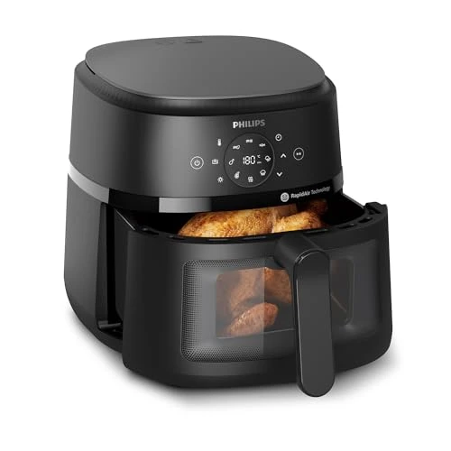Philips Air Fryer Série 2000 6.2L - 13 façons de cuisiner, technologie Rapid Air, jusqu'à 90% de matières grasses en moins, fenêtre de cuisson, écran tactile, noir