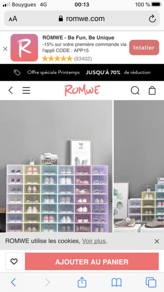 Boîte de rangement à chaussures transparente 1 pièce