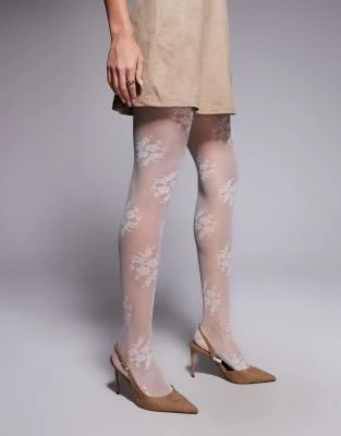 Exclusivité - Kaiia - Collants en dentelle transparente - Blanc