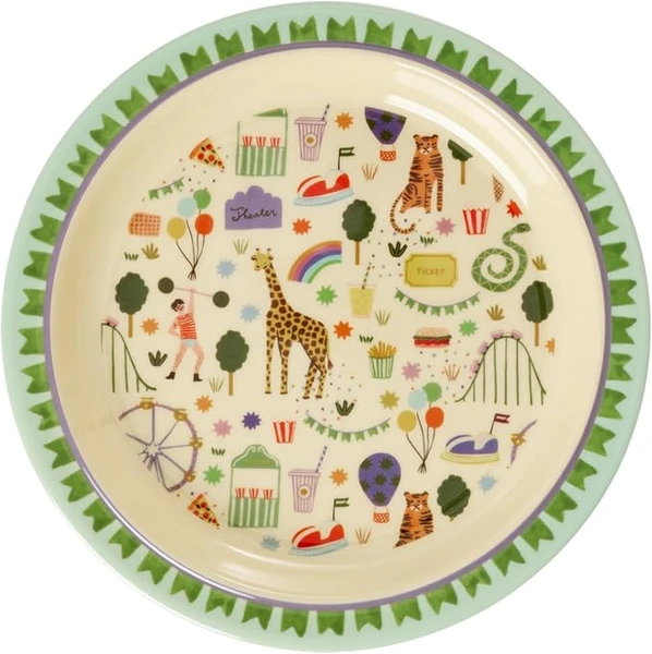 Rice - Assiette ronde en mélamine - Motif amusant et équitable - Pour enfant - Incassable - Diamètre : 22 cm