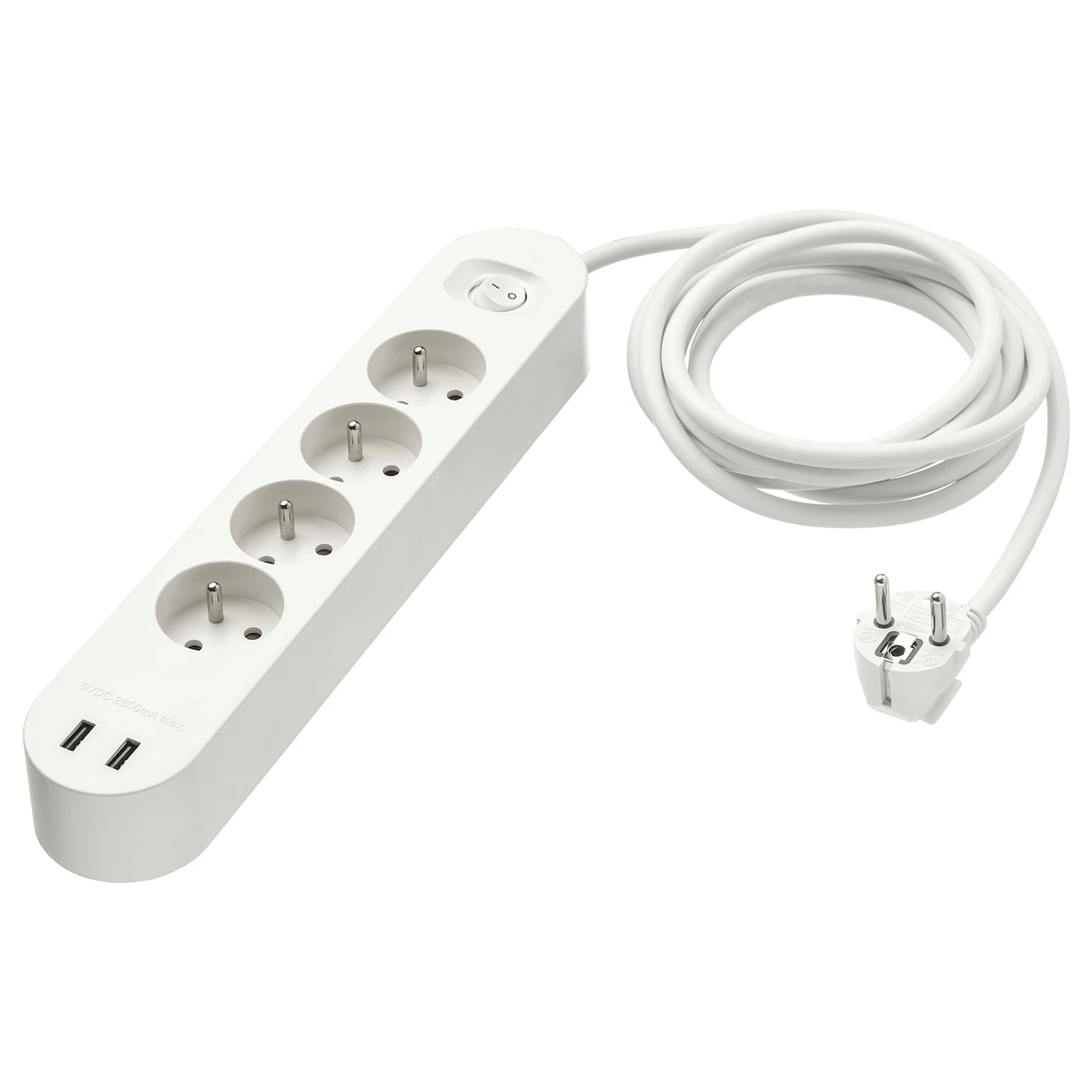 KOPPLA Prise quadruple 2 ports USB - blanc 3.0 m