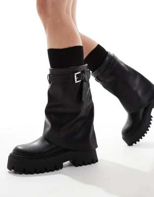 SEQWL - Bottes chunky repliées - Noir