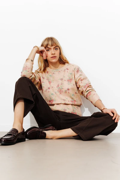 Pull à fleurs Femme