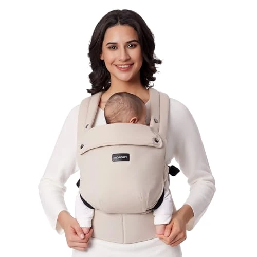 Momcozy Porte-bébé - Ergonomique, confortable et léger, adapté aux bébés de 3 à 20 kg, facile à enfiler, idéal pour une parentalité mains libres, Kaki