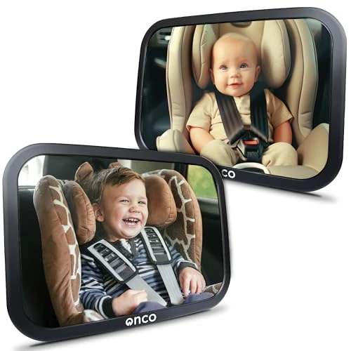 Onco Miroir Bébé Retroviseur - 100% Incassable, Double Prix : Meilleure Invention de Voyage 2023 et Meilleur Produit de Sécurité 2024, Accessoire Voiture