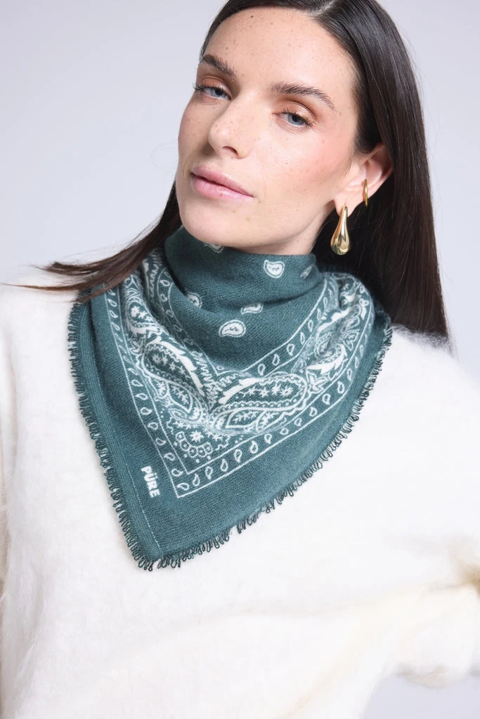 Echarpe Bandana Atlas Presley - Vert Bouteille & Blanc - Mixte