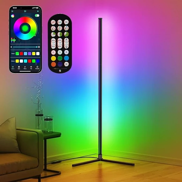 Lampadaire LED,Lampe LED sur Pied Salon Avec APP et Télécommande, 16 Millions de Couleurs avec Synchronisation Musicale pour le Salon, la Chambre à Coucher et la Salle de Jeux [Classe énergétique C]