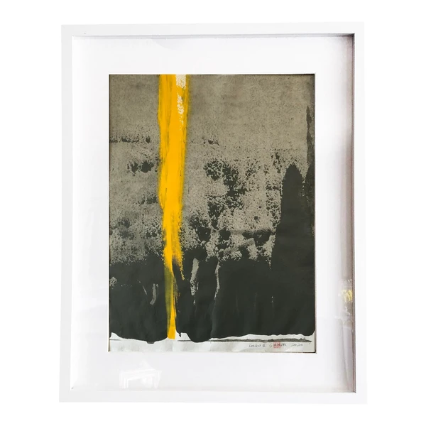 Largo.II Original One of a Kind Abstract Painting on Japanese Hand Made Parchment, Framed
