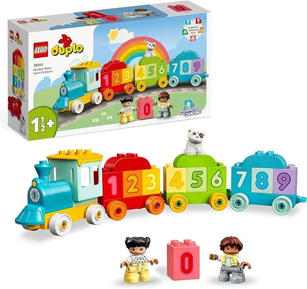 LEGO DUPLO Mes Premiers Pas Le Train des Chiffres - Apprendre à Compter - Jouet Éducatif 1er Âge - Briques Colorées avec Chiffres & 2 Figurines - Cadeau pour Fille ou Garçon dès 1 an 10954