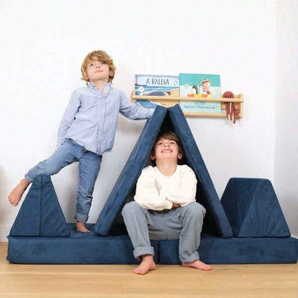 Canapé de Jeu Modulable Le Pagaille - Velours Suède Bleu