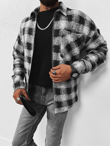 Transparent Oversize Hemd Jacke in Grau