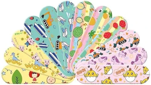 EKSMA 120x Pansements pour Enfants Hydrofuges sans Latex - Bandes de Plâtre Colorées pour Enfants Respirants Testés Cliniquement Enfants (Dessin animé en Couleur)