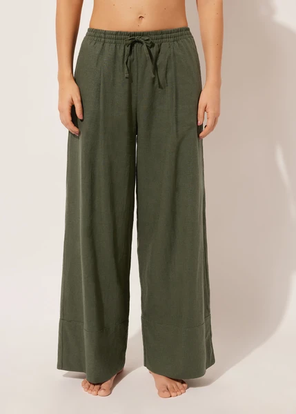 Pantalon palazzo en lin et viscose