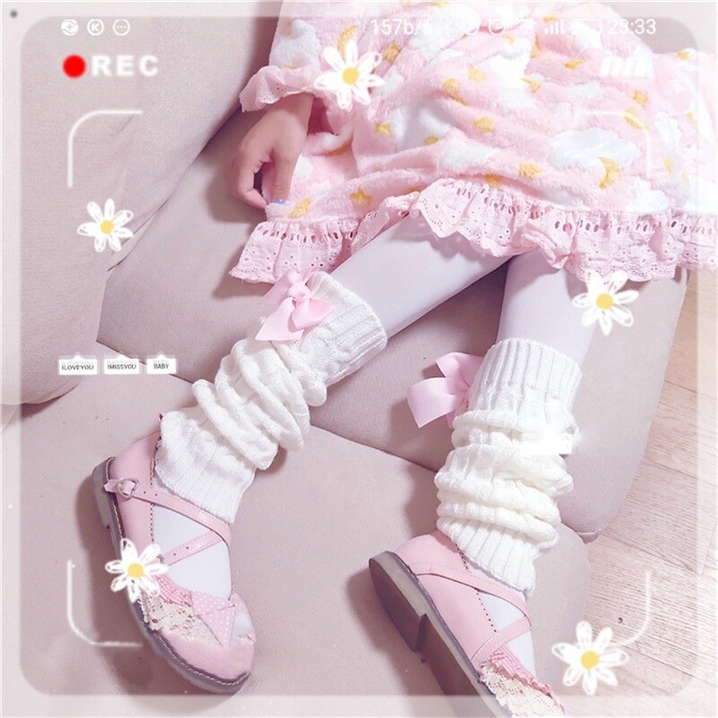 Lolita japonaise douce fille, couvre-pieds tricoté, chaussettes chauffantes, couvre-pieds pour femmes