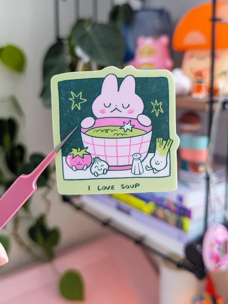 Sticker J'aime la soupe - Sticker mignon, sticker vinyle, personne soupe, papeterie mignonne, kawaii, sticker mat, sticker nourriture, sticker