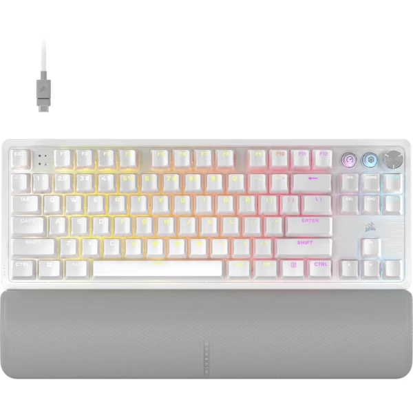 Clavier gaming programmable à effet Hall hautes performances K70 PRO TKL avec déclenchement rapide - Blanc