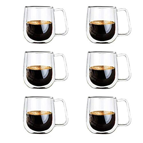 Vicloon Double Paroi Verre à Café,Tasses en Verre Borosilicate,pour Thé,Café,Lattes,Cappuccino,Espresso,Bière,250 ml (normal-6pcs)