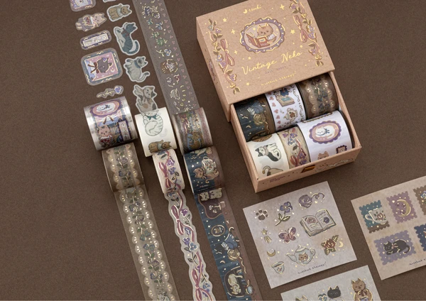 Tsuki ‘Vintage Neko’ Washi Tape Set ☾ – NotebookTherapy