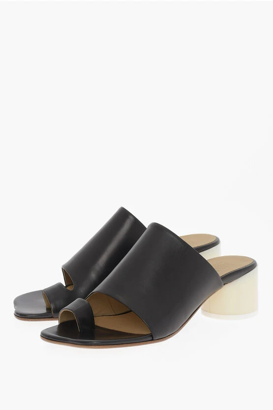 MM6 Leather Sandals with Lacquered Heel 5,5cm