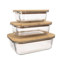 Set boîtes verre & bambou MENASTYL - Electro Dépôt