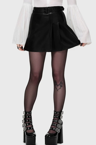 Noir Half Pleat Mini Skirt