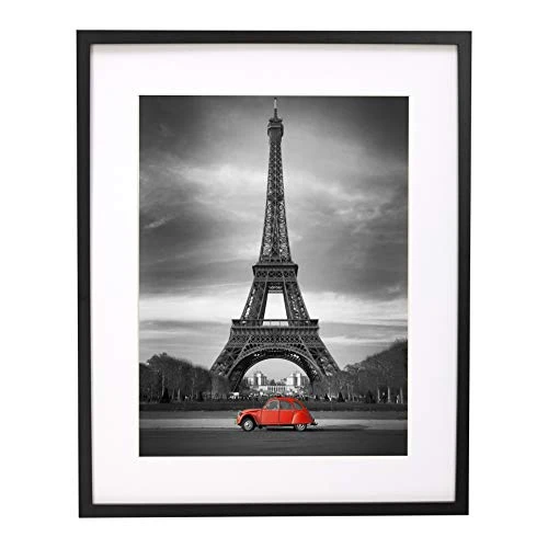 BD ART Cadre Photo Noir 40 x 50 cm avec passe-partout 30 x 40 cm, Plexiglas