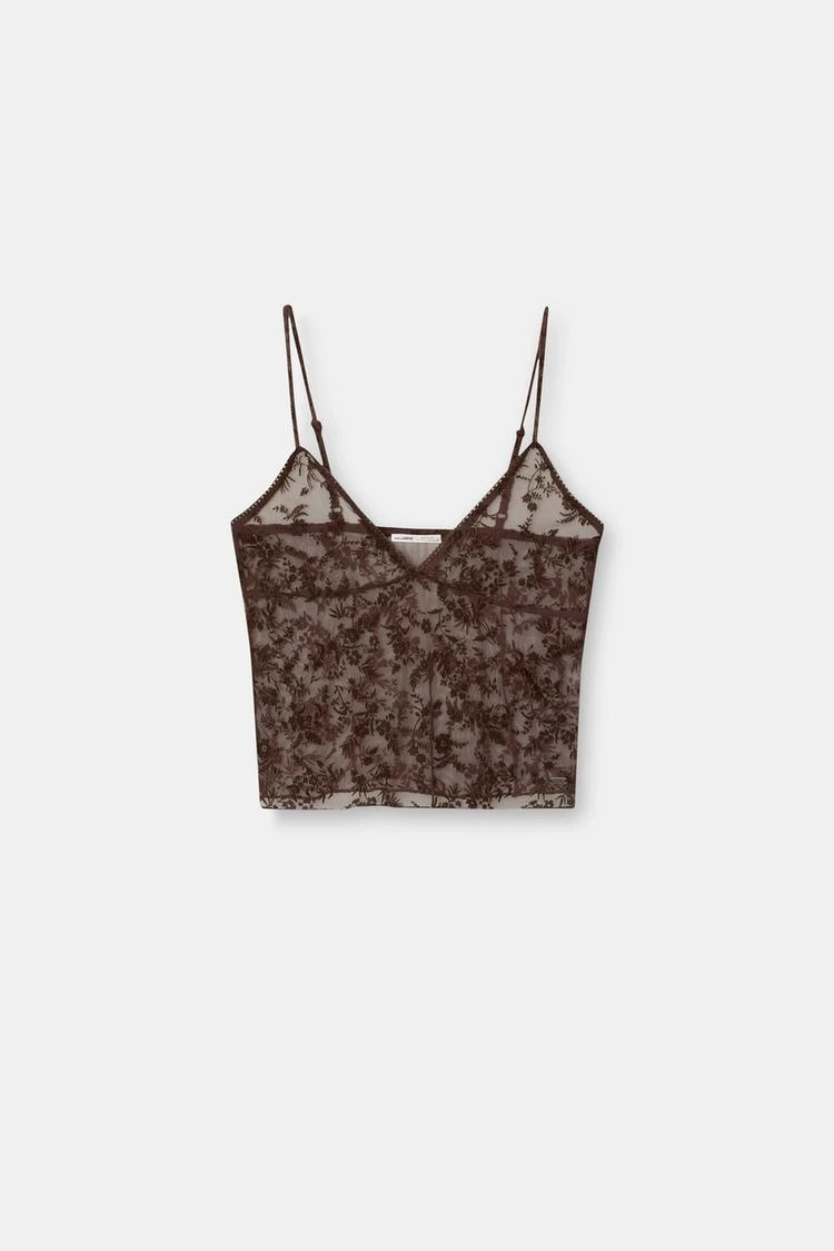 Top en tulle, dentelle et velours