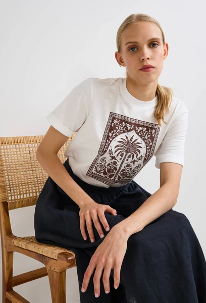 T-shirt à manches revers et imprimé, en coton BIO