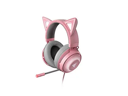 Razer Kraken Kitty Edition - Casque Gaming Filaire (Casque avec Oreilles de Chat, Eclairage Chroma RGB, Filaire Multiplateforme, Haut-parleurs de 50mm, Cable de 3.5mm) Rose Quartz