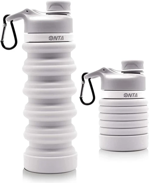 ONTA Bouteille d'eau Pliable, Bouteille d'eau Pliable en Silicone sans BPA pour Les Voyages, Bouteille d'eau Portable étanche en Silicone De Qualité Alimentaire Approuvée par la FDA, 550mL