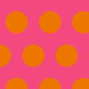 Polka Dot 2- Orange on Pink Fabric | Spoonflower