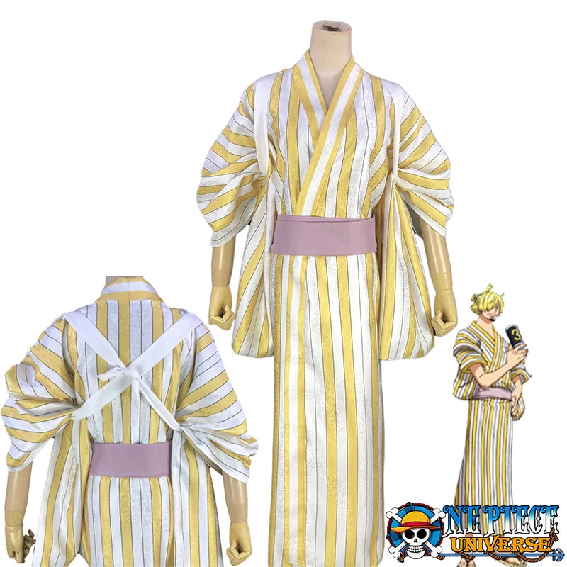 Sanji Wano Outfit Costume Kimono Cosplay Yellow Pattern for Sale | One Piece Universe Store