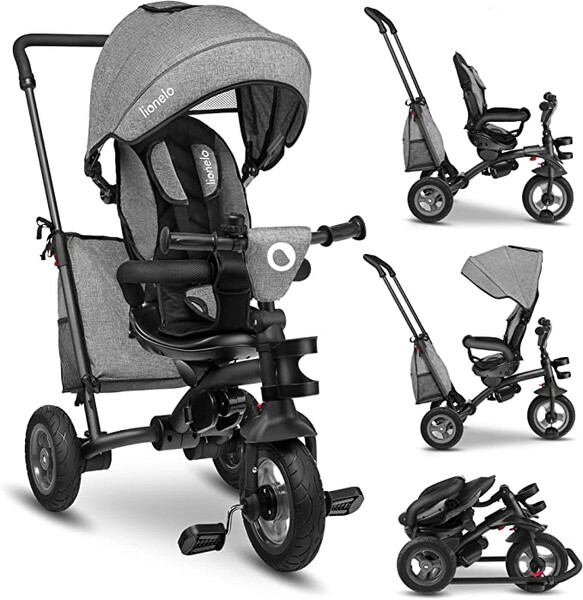 LIONELO Tris tricycle et poussette pour enfants 2 en 1, siège pivotant réglable et compact à 180 avec sac spacieux à roue libre et porte-gobelet, de 1,5 à 5 ans jusqu'à 25 kg : Amazon.fr: Jeux et Jouets