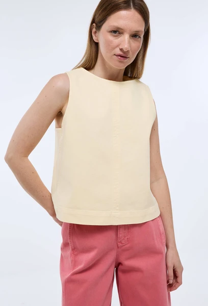 Top sans manches en denim en coton