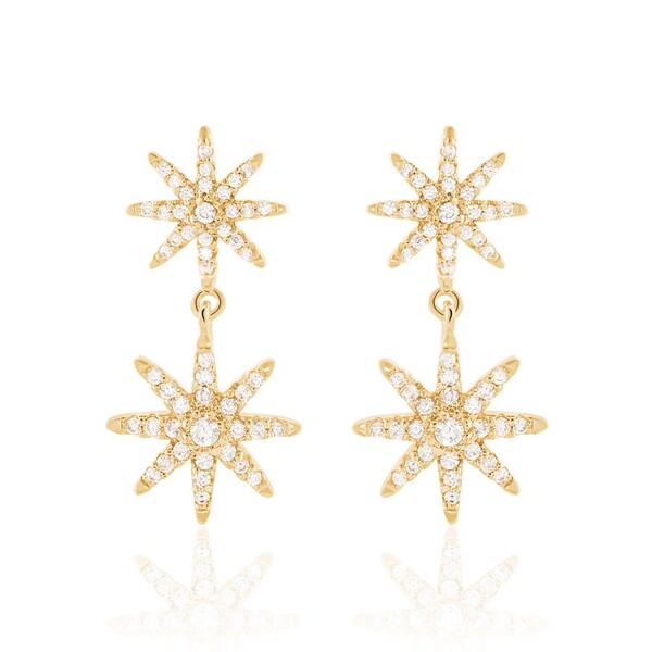 Boucles D'oreilles Pendantes Marcellina Plaque Or Oxyde De Zirconium