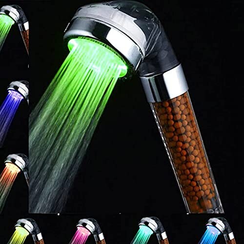 Amison 7 Pommeau de douche à LED pour économie d'eau - Changement de couleur - Température automatique haute pression- Filtre anion