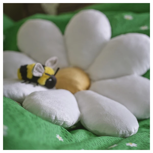 SKOGSDUVA Coussin - forme de fleur/blanc 47x8 cm