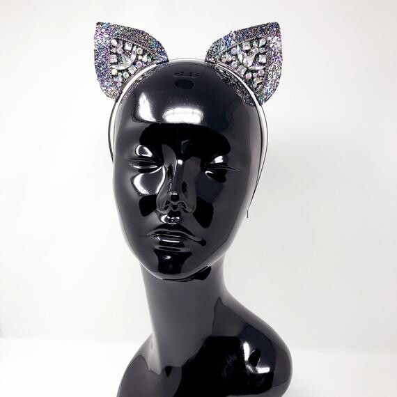 Petrol Power Cat ear headband, One size, Metallic, Festival headband, Cat, Crystal headband, Festival outfit, Zoo Project, Festival wear