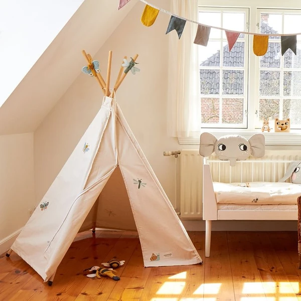 Tente de Jeu Hippie Tipi - Blanc Cassé avec des Bébés Insectes