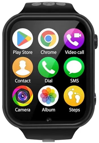 noun-home Montre Connectée Enfant GPS Podometre pour Garçon Fille 9-12 Ans Smartwatch SIM 4G SMS Android 9 Whatsapp Bluetooth Appel Vidéo Bracelet GPS Enfant Contrôle Parental (Silver)