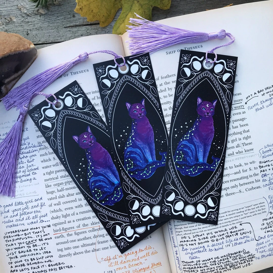 Magical witchy bookmark -Night cat -perfect gift present