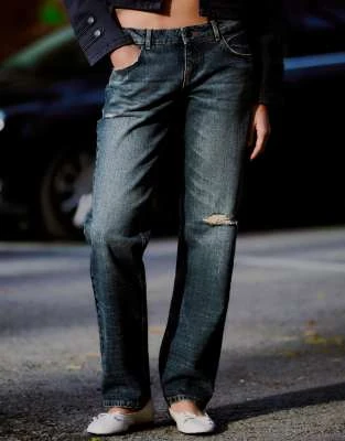 Bershka - Jean taille basse - Bleu denim