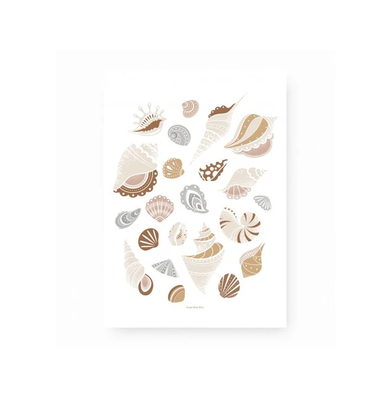 Affiche - Coquillages - Rose Et Bleu