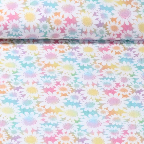 Mousseline de coton - Bambino Impression digitale Fleurs Ecru