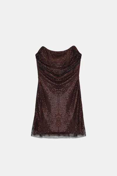 ROBE ROUGE BUSTIER À PAILLETTES