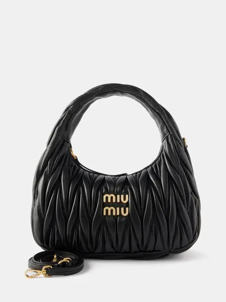 Wander small matelassé-leather handbag