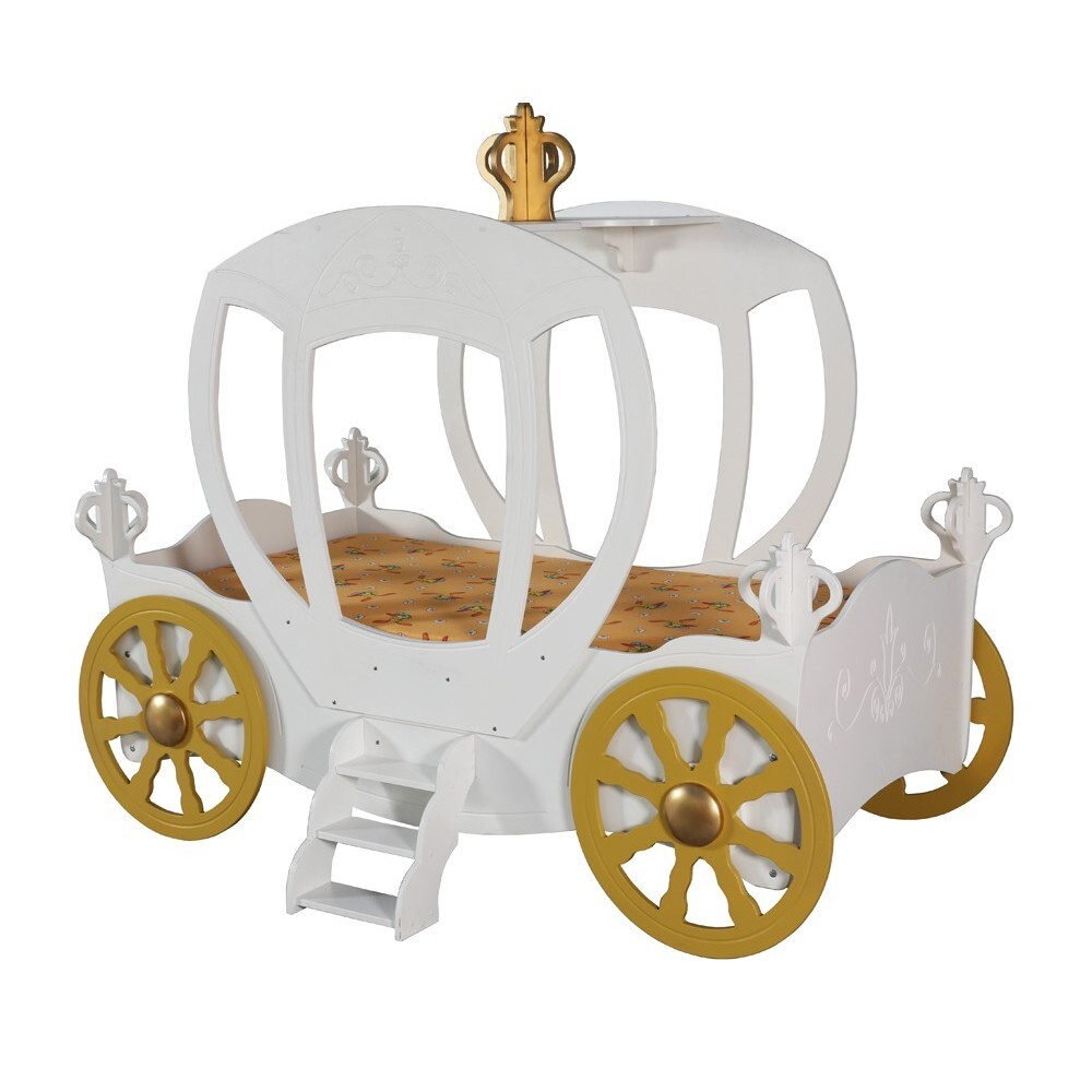 Lit en MDF en forme de calèche des princesses, pour filles.
